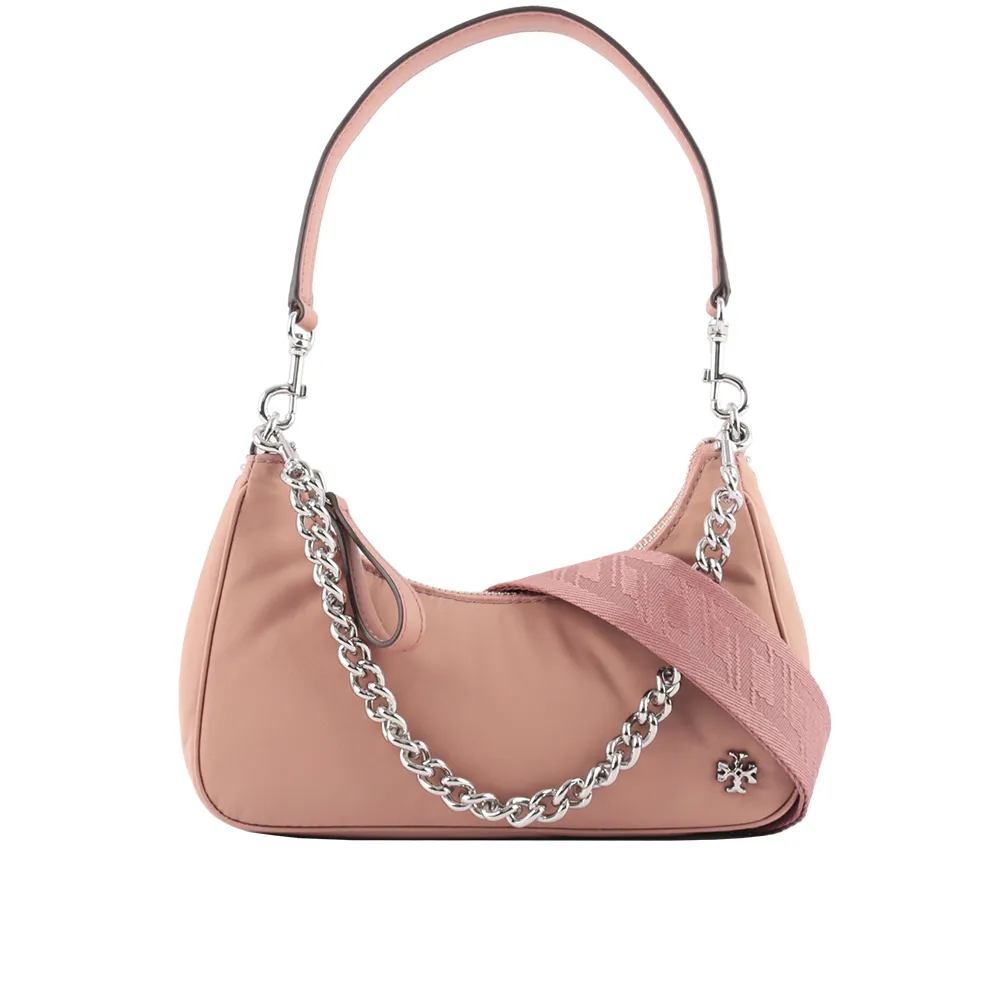 TORY BURCH MERCER 漆皮拉鍊斜背/兩用包-小/黑 歷史價格詳細信息