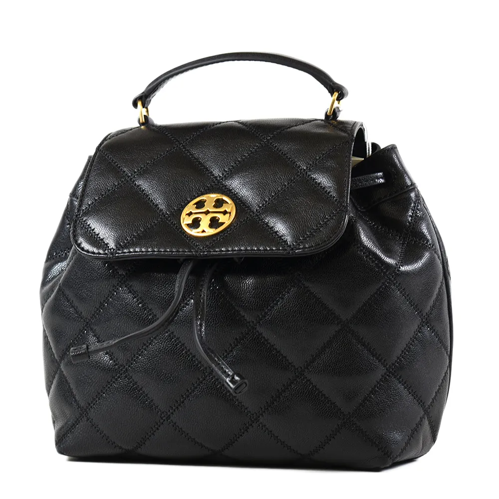 TORY BURCH_ Willa 菱格紋皮革對開釦式長夾可可色 歷史價格詳細信息