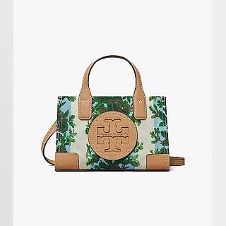 【TORY BURCH】經典雙T LOGO 新款ELLA小款象牙色抽象繩索圖案上肩托特包 歷史價格詳細信息