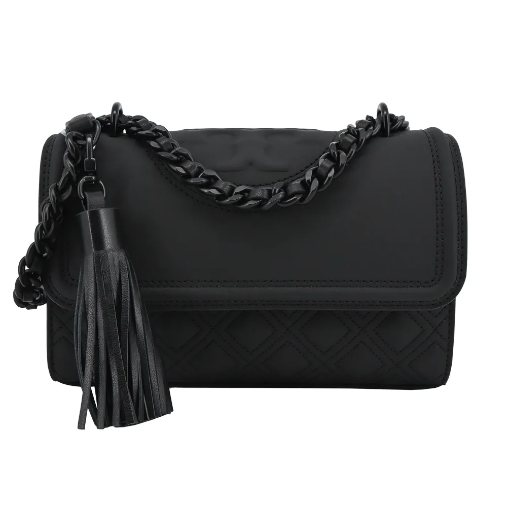 TORY BURCH FLEMING 菱格流蘇鍊帶兩用包-大/黑金 歷史價格詳細信息