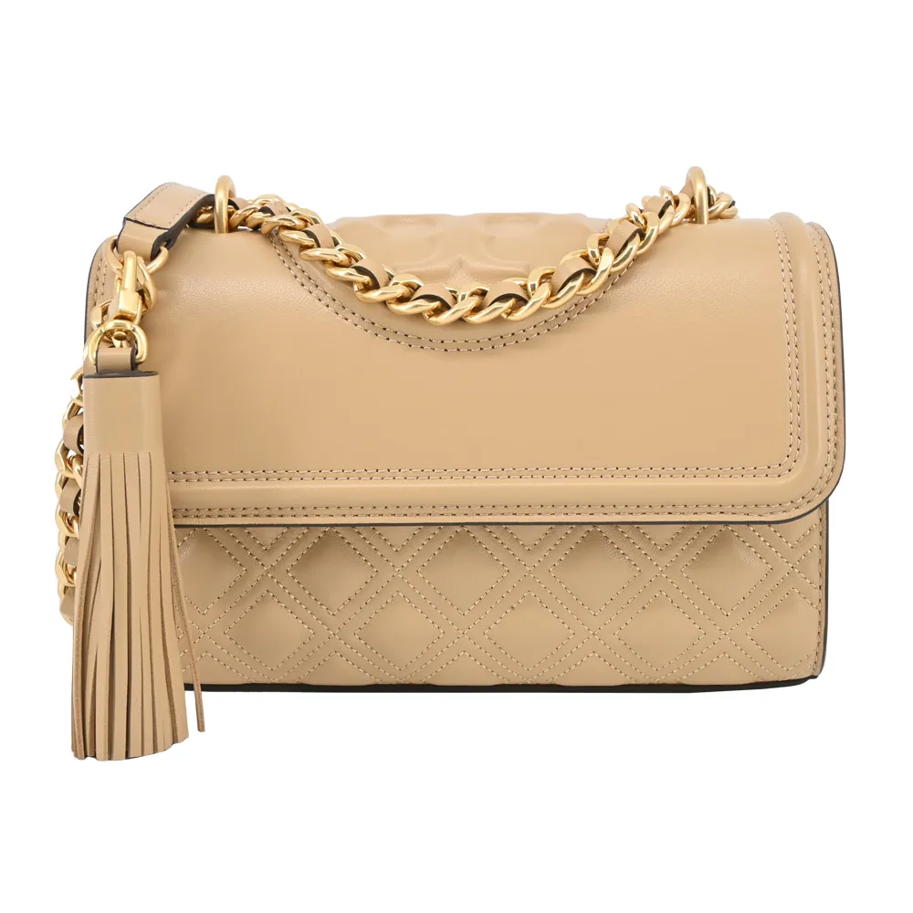 TORY BURCH FLEMING 菱格流蘇鍊帶兩用包-大/黑金 歷史價格詳細信息