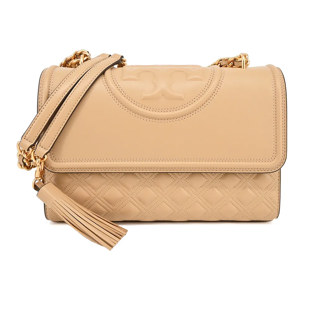 TORY BURCH FLEMING 菱格流蘇鍊帶兩用包-大/黑金 歷史價格詳細信息