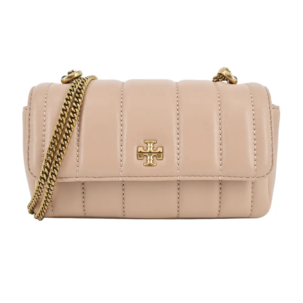TORY BURCH KIRA直紋絎縫鍊帶肩背/斜背兩用包-迷你/米白 歷史價格詳細信息