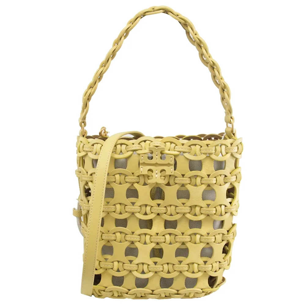 TORY BURCH 86888 鏤空設計絨面拼皮兩用水桶包.淡黃 價格比較,價格查詢,歷史價格詳細信息