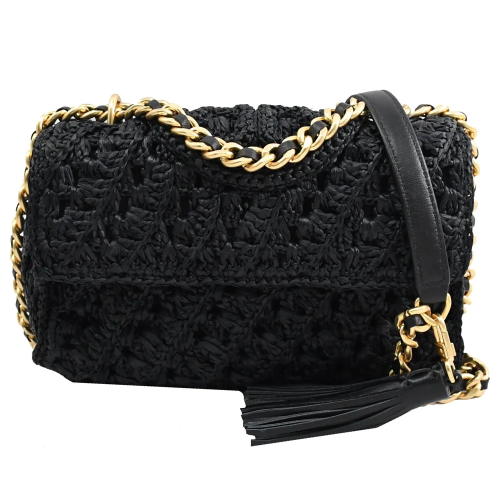 TORY BURCH FLEMING 編織斜背/肩背包-黑 歷史價格詳細信息