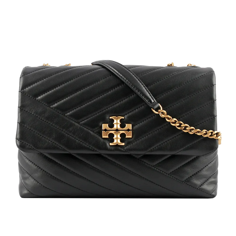 TORY BURCH Kira 縫線設計暗釦拉鍊零錢袋短夾(黑色) 153121 001 歷史價格詳細信息