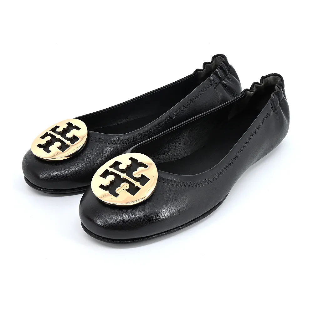 TORY BURCH MINNIE TRAVEL黑盾LOGO芭蕾舞平底鞋-黑色 歷史價格詳細信息