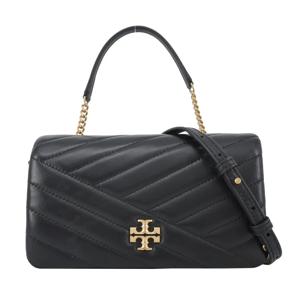 TORY BURCH Kira 黑釦縫線設計肩背/斜背二用包(黑色) 90857 003 歷史價格詳細信息
