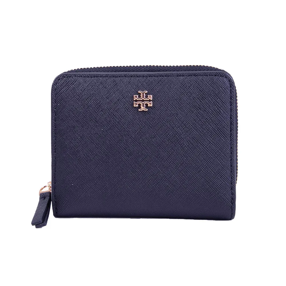 TORY BURCH Emerson系列寶藍x森林綠防刮牛皮簡易型短夾  全新未拆保證正品 歷史價格詳細信息