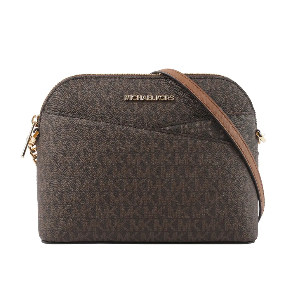 Michael Kors 滿版塗層帆布Logo 及漆皮雙拉鍊二用包(咖啡色/黑色) 35H3GTTC2B BLACK 歷史價格詳細信息