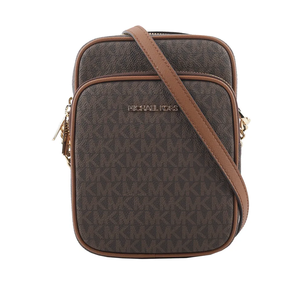 Michael Kors 滿版塗層帆布Logo 及漆皮雙拉鍊二用包(咖啡色/黑色) 35H3GTTC2B BLACK 歷史價格詳細信息