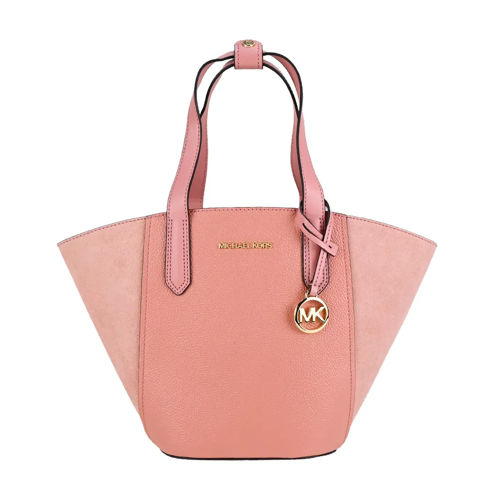 MICHAEL KORS MK絨面拼接皮革扇形手提/托特包-小/棕 歷史價格詳細信息
