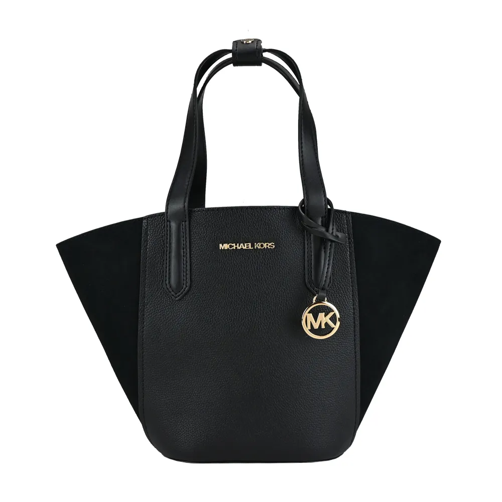 MICHAEL KORS MK絨面拼接皮革扇形手提/托特包-小/棕 歷史價格詳細信息
