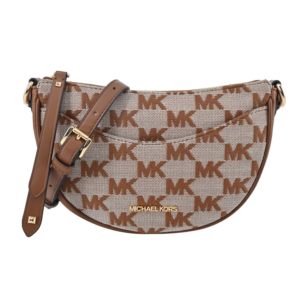 Michael Kors Dover 金字滿版塗層帆布拉鍊中款直式斜背包(咖啡色) 35F1GTVC2B BROWN 歷史價格詳細信息
