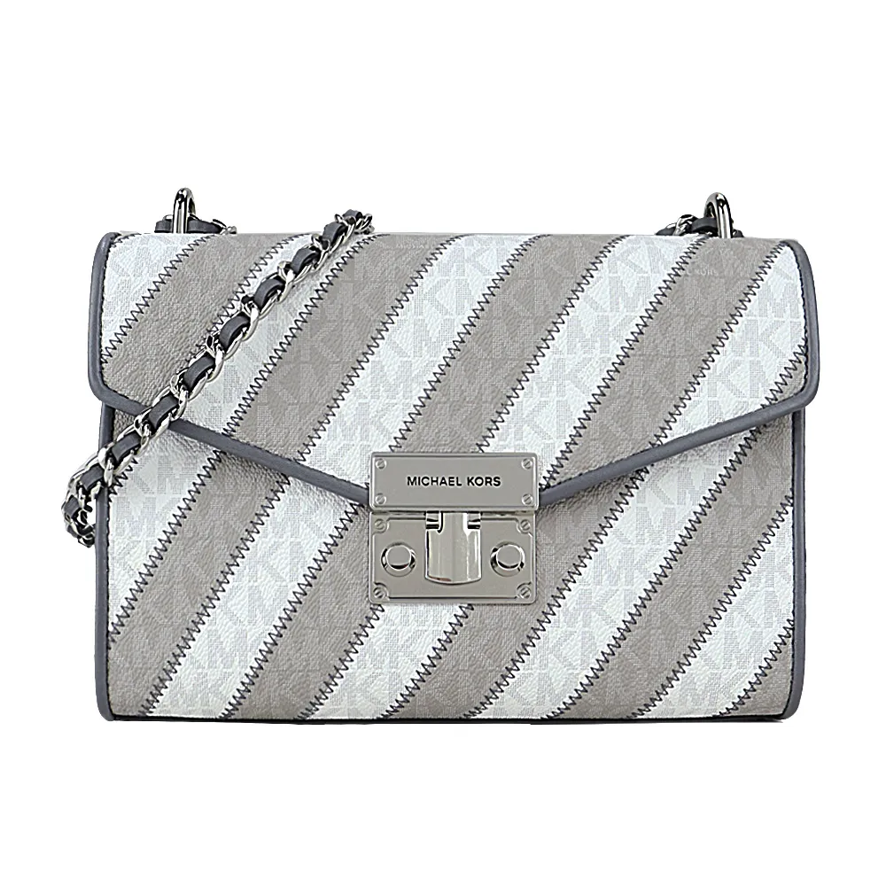 MICHAEL KORS MK緹花前口袋直式斜背包-中/咖 歷史價格詳細信息