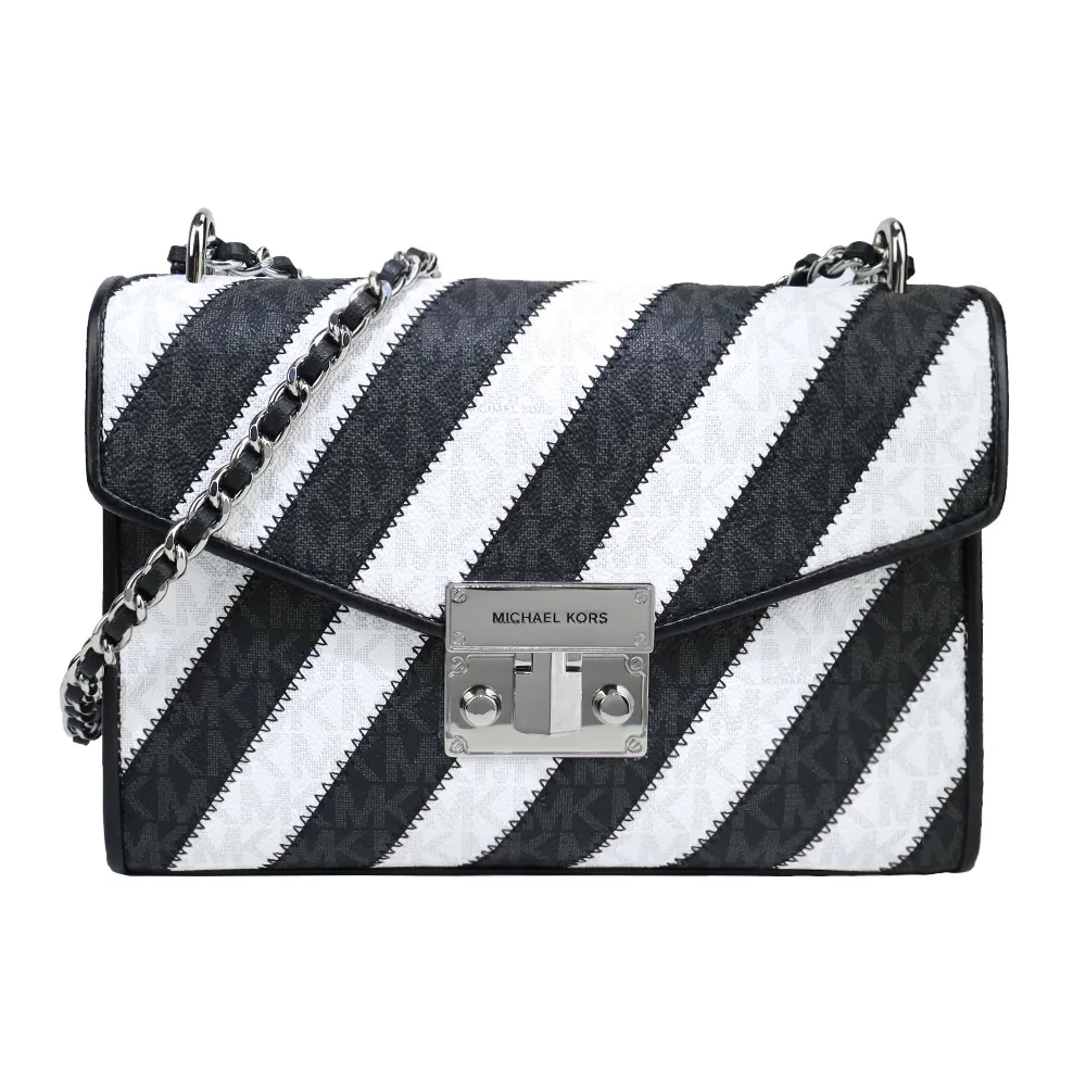 MICHAEL KORS MK緹花前口袋直式斜背包-中/咖 歷史價格詳細信息