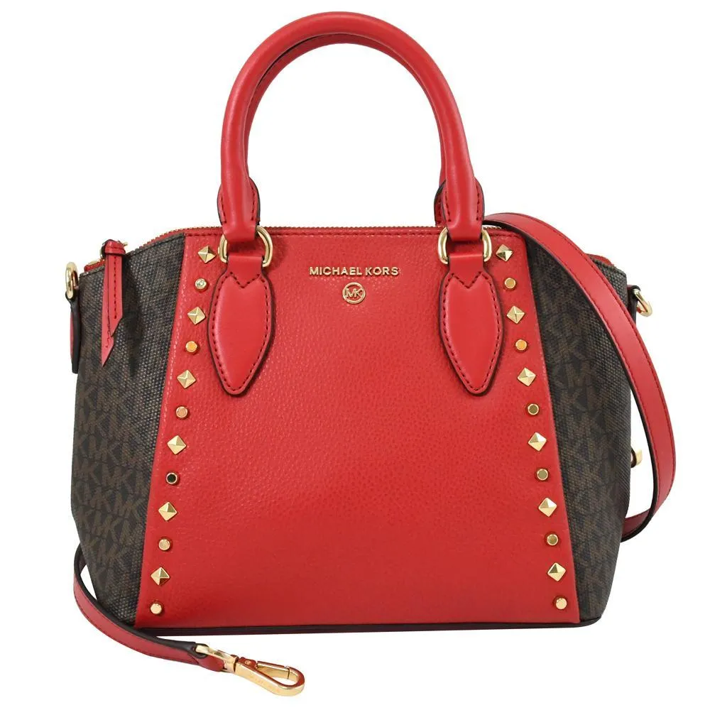 MK MICHAEL KORS 經典金字LOGO 牛皮扣式斜背包(小/西洋紫) 35F8GRLX5L-DAMSON 歷史價格詳細信息