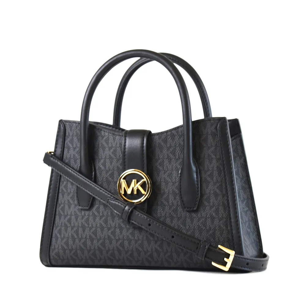 MICHAEL KORS GABBY 金字大圓標Logo滿版MK咖啡色半月斜背包(小款) 歷史價格詳細信息