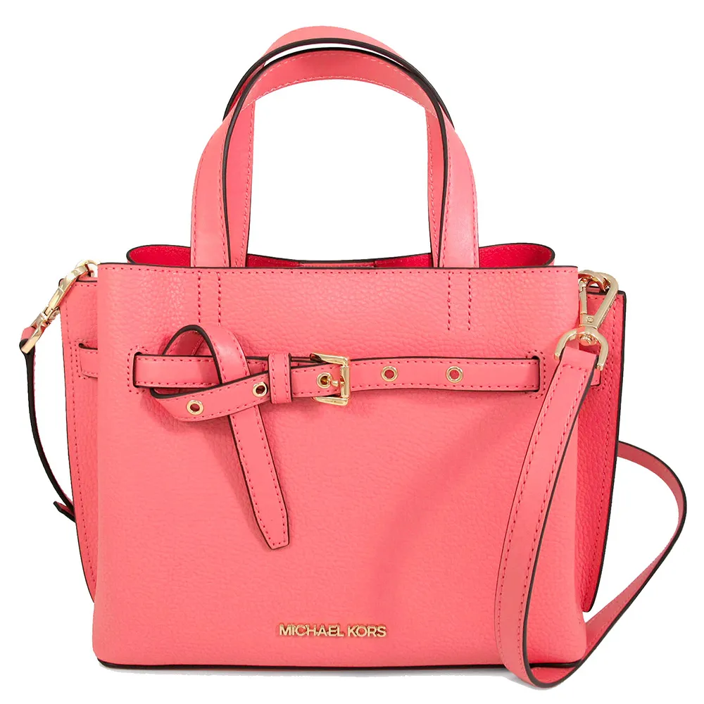 MICHAEL KORS 金字LOGO西柚粉色鵝卵石紋皮革環扣配飾兩用包 歷史價格詳細信息