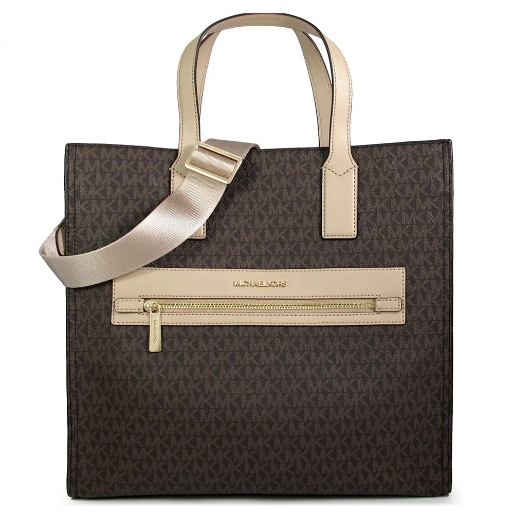 MICHAEL KORS KENLY 滿版字母手提兩用包.深咖/粉(買就隨機送MK手拿包) 歷史價格詳細信息