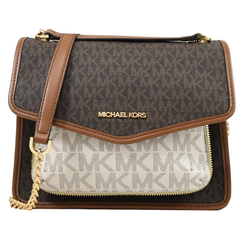 MICHAEL KORS REGINA 菱格大編織造型磁扣束口後背包.咖 歷史價格詳細信息