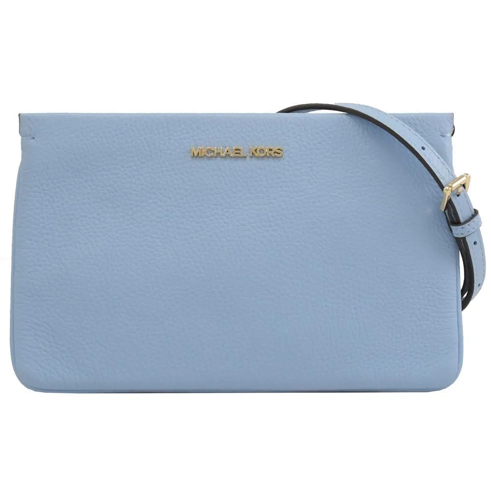 MICHAEL KORS JET SET TRAVEL 淡藍色金字LOGO鵝卵石紋全皮革手提式長夾 歷史價格詳細信息