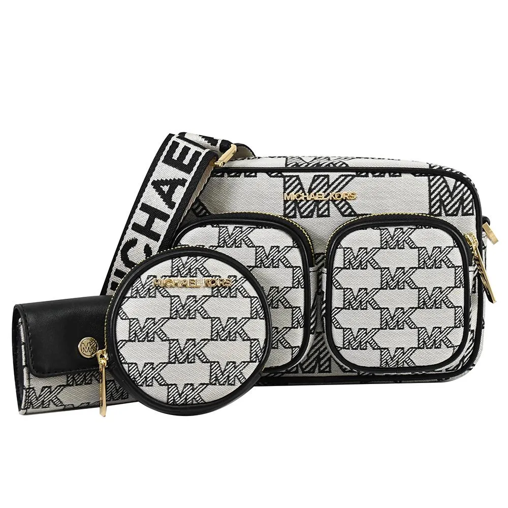 MICHAEL KORS JET SET ITEM 三合一皮革拉鍊斜背包.黑 歷史價格詳細信息