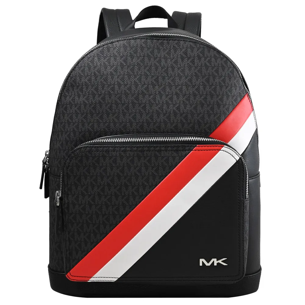 MICHAEL KORS COOPER 灰色品牌LogoX黑色鵝卵石紋皮革對開式短夾 歷史價格詳細信息