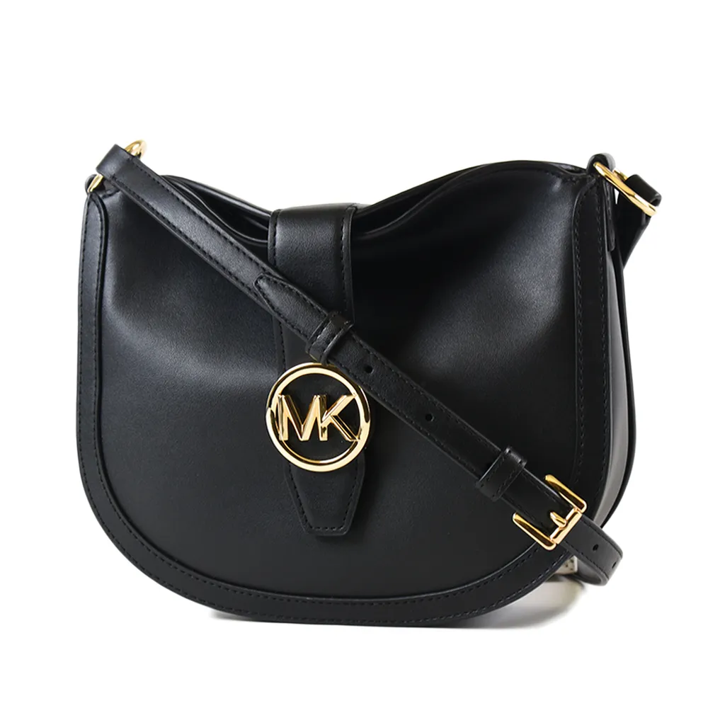MICHAEL KORS GABBY 金字大圓標Logo滿版MK咖啡色半月斜背包(小款) 歷史價格詳細信息