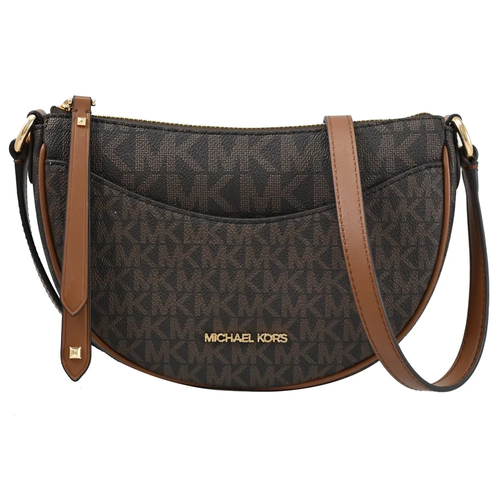 Michael Kors Dover 金字滿版塗層帆布拉鍊中款直式斜背包(咖啡色) 35F1GTVC2B BROWN 歷史價格詳細信息