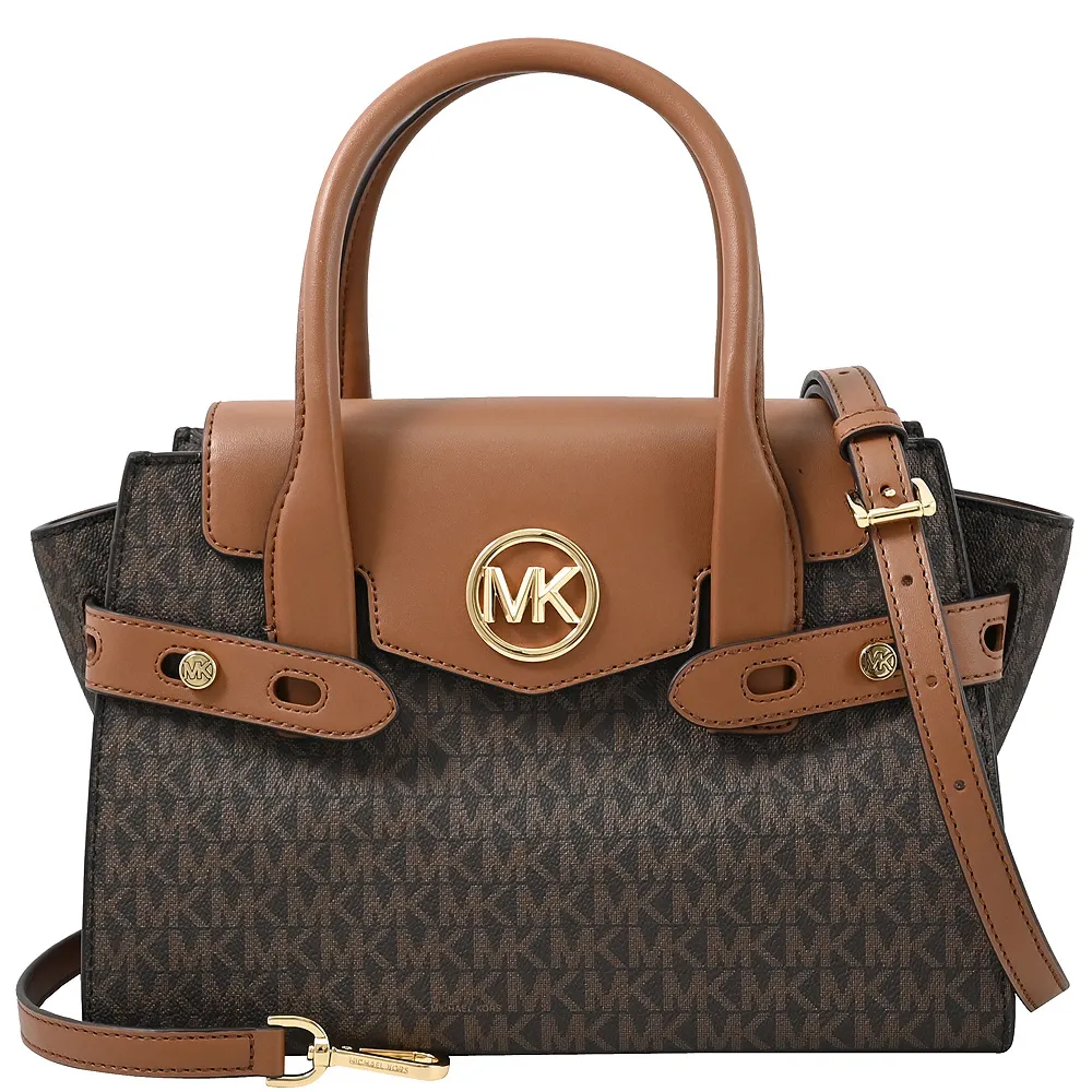 MICHAEL KORS CARMEN 印花LOGO鍊條防刮肩背包.咖/深咖 歷史價格詳細信息