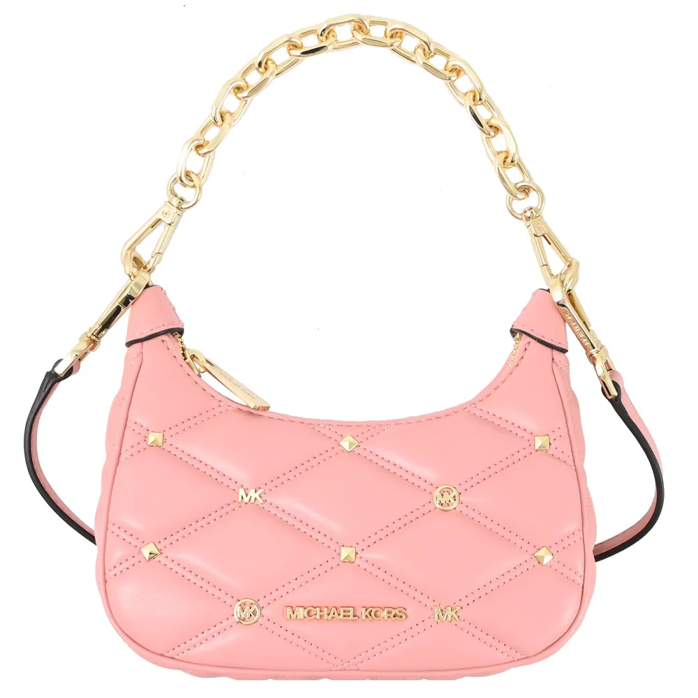 MICHAEL KORS CORA 金字Logo紅色荔枝紋皮革牛角金鏈兩用包(大) 歷史價格詳細信息