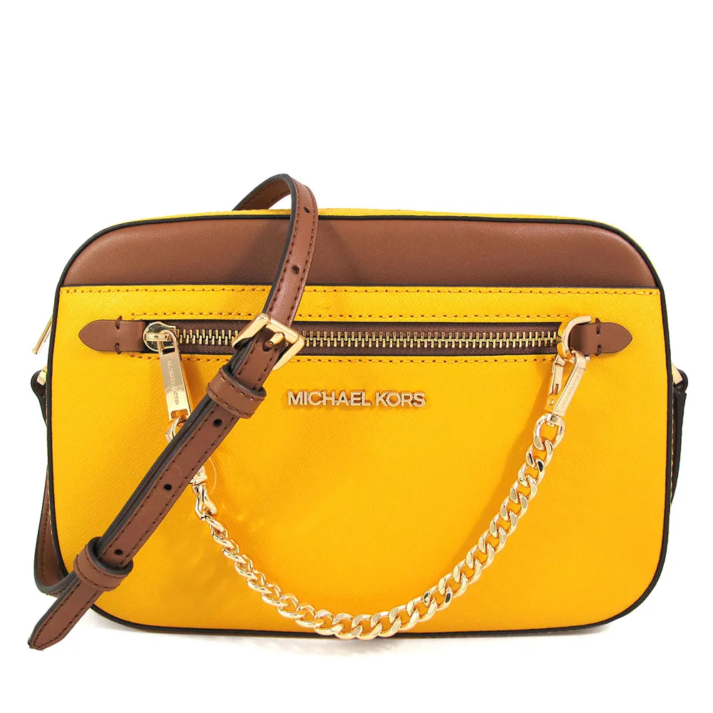 MICHAEL KORS JET SET ITEM 金字Logo防刮滿版MK柚橘色金鏈斜背包 歷史價格詳細信息