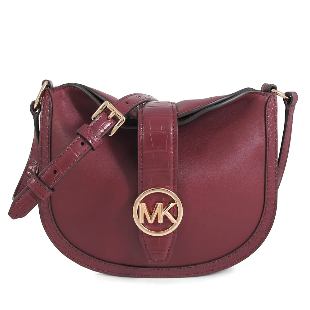 MICHAEL KORS GABBY 金字大圓標Logo滿版MK咖啡色半月斜背包(小款) 歷史價格詳細信息