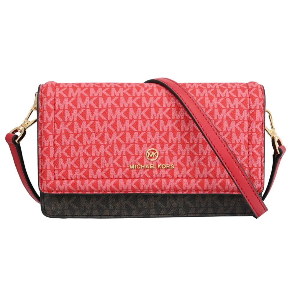 MICHAEL KORS Jet Set Charm 印花鍊帶肩背小提包.深咖 歷史價格詳細信息