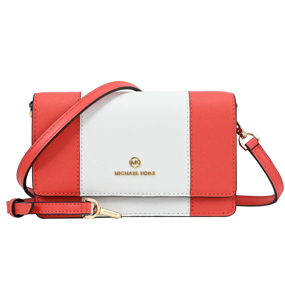 MICHAEL KORS Jet Set Charm 撞色印花WOC斜背包.深咖/紅 歷史價格詳細信息