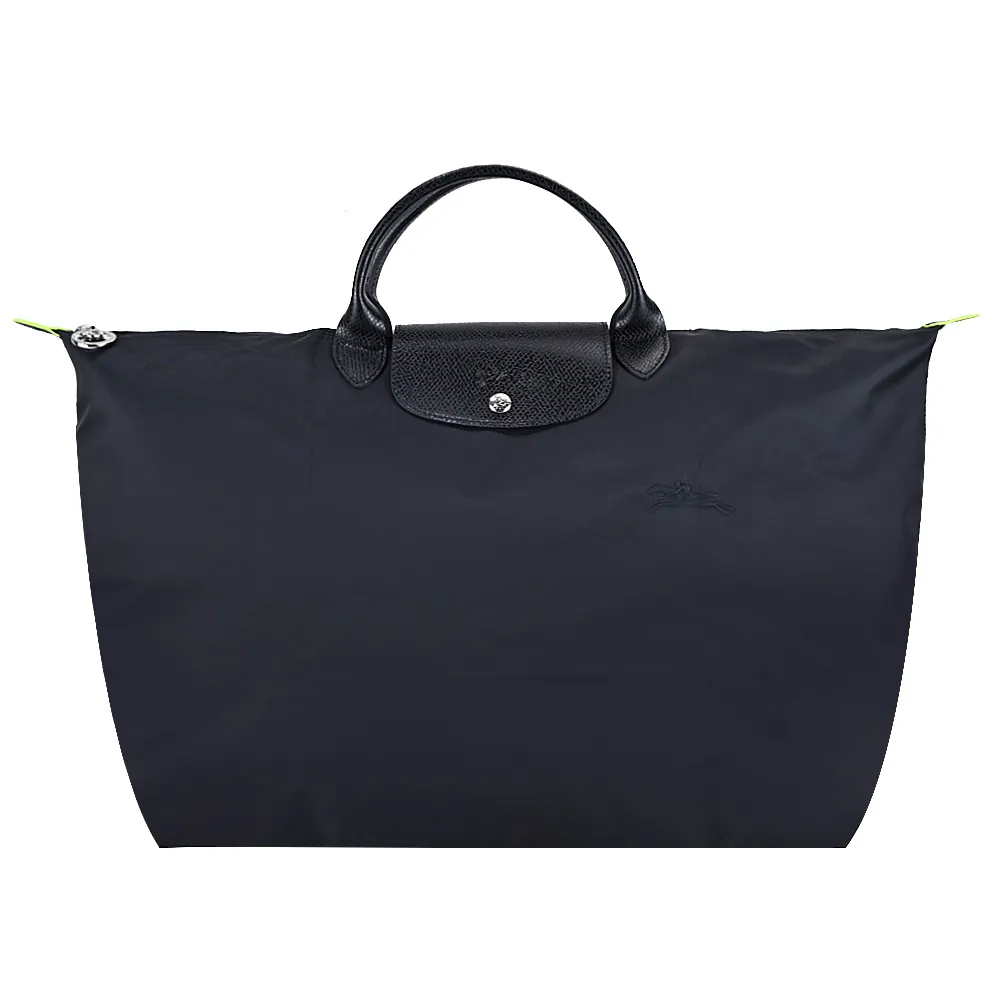 LONGCHAMP LE PLIAGE GREEN系列刺繡短把再生尼龍摺疊水餃包(中/小麥黃) 歷史價格詳細信息