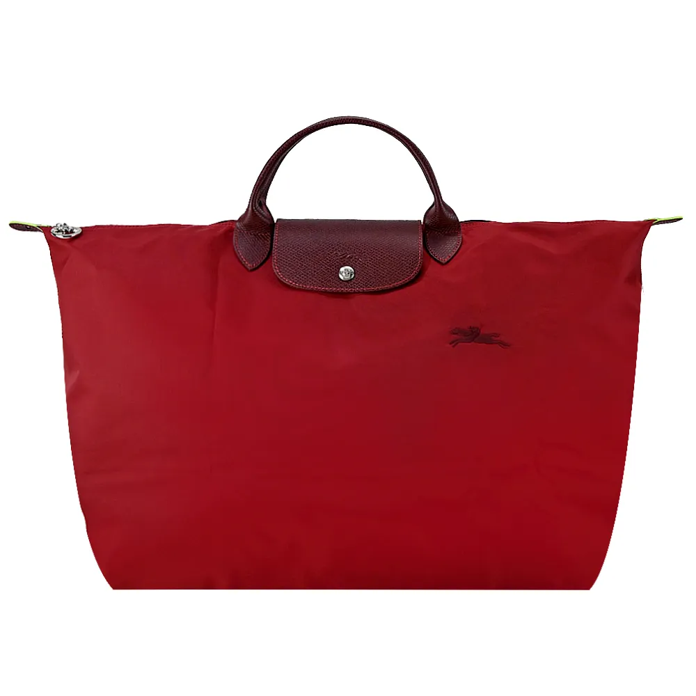 LONGCHAMP LE PLIAGE GREEN系列刺繡短把再生尼龍摺疊水餃包(中/小麥黃) 歷史價格詳細信息