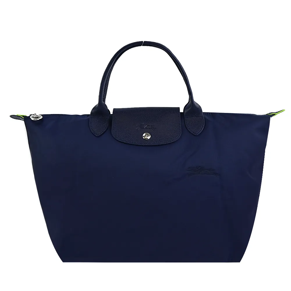 LONGCHAMP LE PLIAGE GREEN系列刺繡短把再生尼龍摺疊水餃包(中/小麥黃) 歷史價格詳細信息