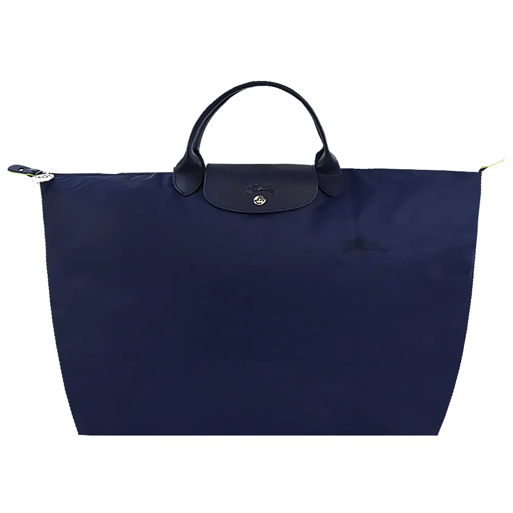 LONGCHAMP LE PLIAGE GREEN系列刺繡短把再生尼龍摺疊水餃包(中/小麥黃) 歷史價格詳細信息