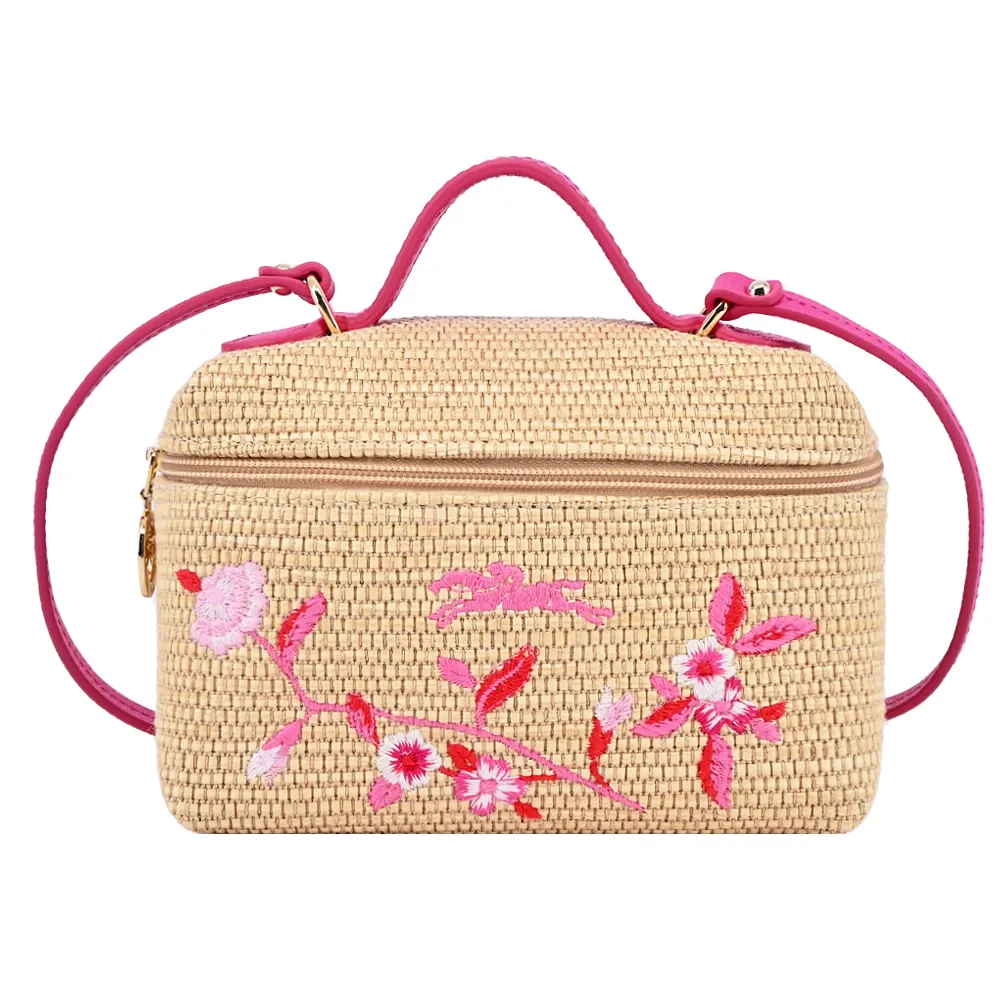 LONGCHAMP LE PANIER PLIAGE系列編織碎花奔馬兩用包(小/黃) 歷史價格詳細信息