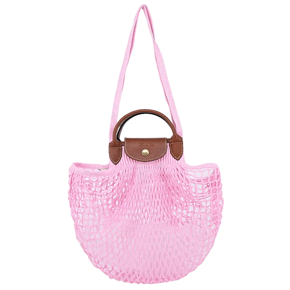 LONGCHAMP LE PLIAGE FILET系列網狀棉質撞色手提/斜背兩用包(迷你/天藍) 歷史價格詳細信息