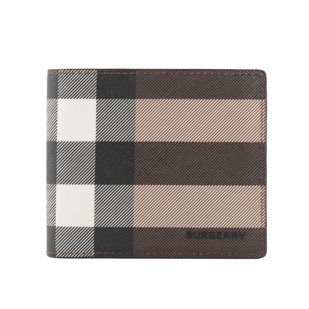 BURBERRY 環保帆布大格紋零錢袋對開短夾(暗樺木棕色) 8052802 A8900 歷史價格詳細信息