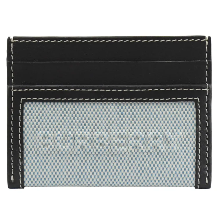 BURBERRY 8040875 LUNA棉麻拼接牛皮釦式零錢短夾.黑邊 歷史價格詳細信息