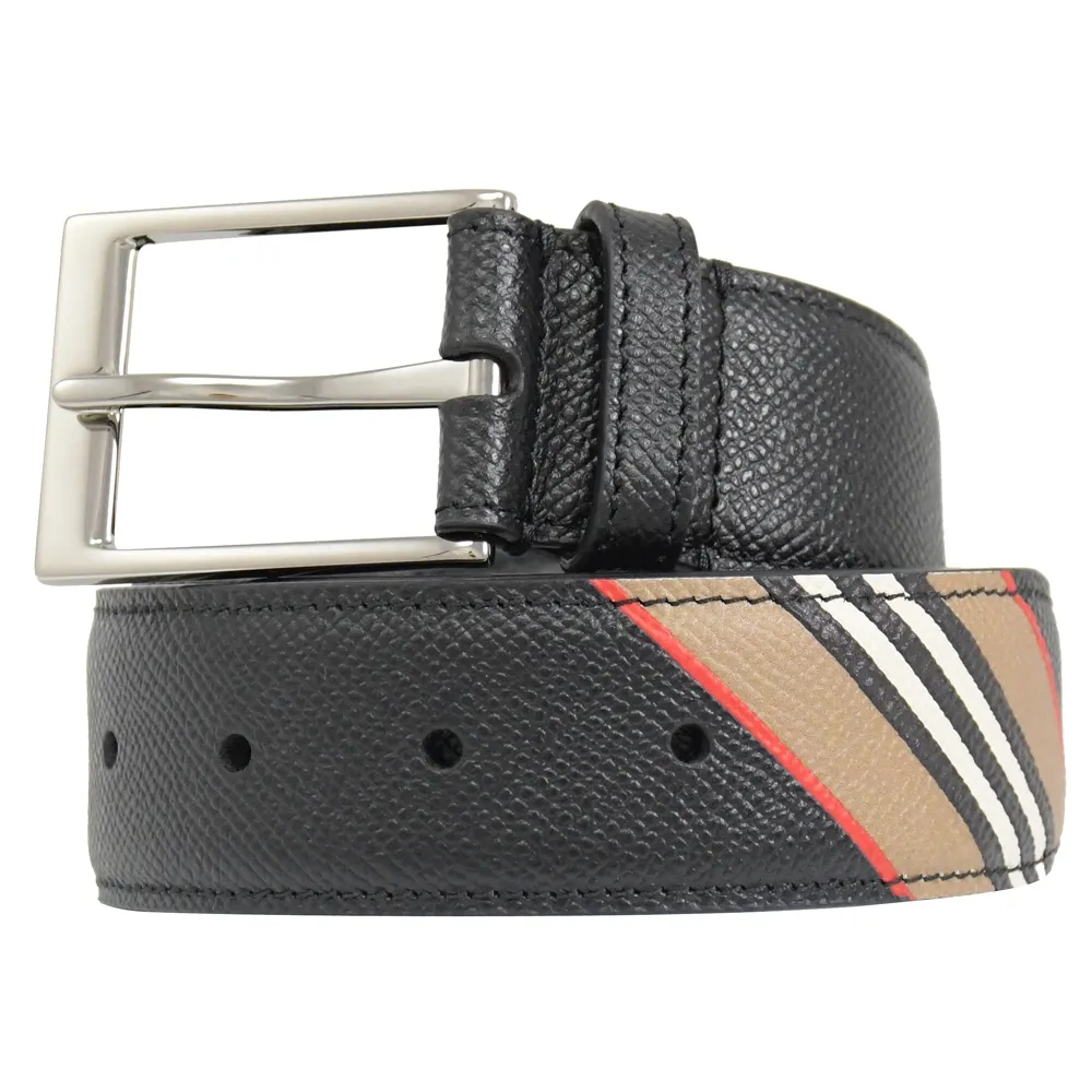 BURBERRY 經典條紋塗層帆布及牛皮三折短夾(黑色/經典米色) 80730821 歷史價格詳細信息