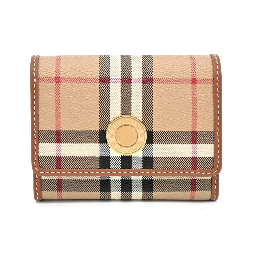 BURBERRY 浮雕LOGO格紋 皮革小型三折短夾(暗樺木棕色) 歷史價格詳細信息