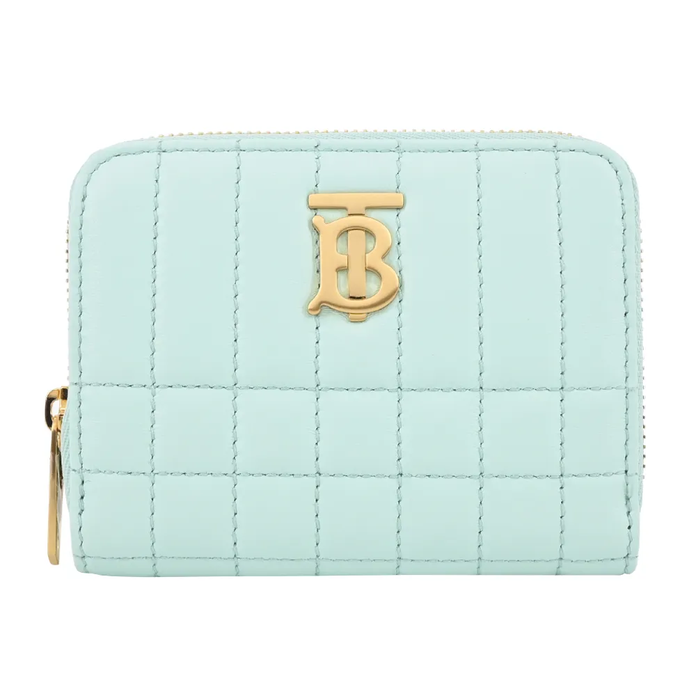 BURBERRY  Lola TB LOGO格紋絎縫羔羊拉鍊零錢包(任選) 歷史價格詳細信息