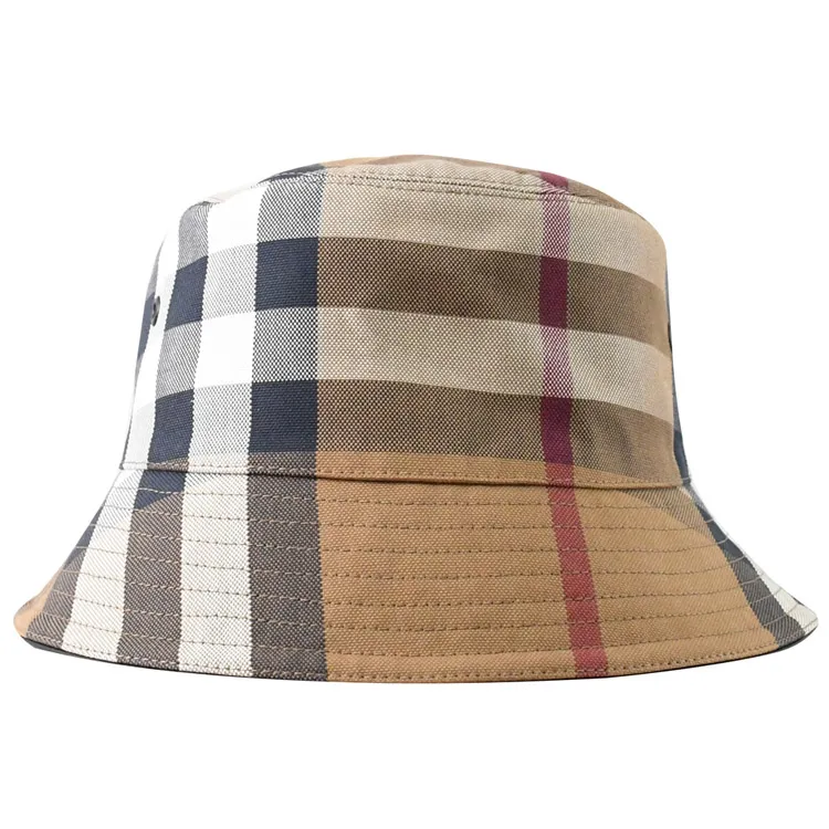 BURBERRY經典格紋棉麻 肩背水桶包(卡其/黑) 歷史價格詳細信息