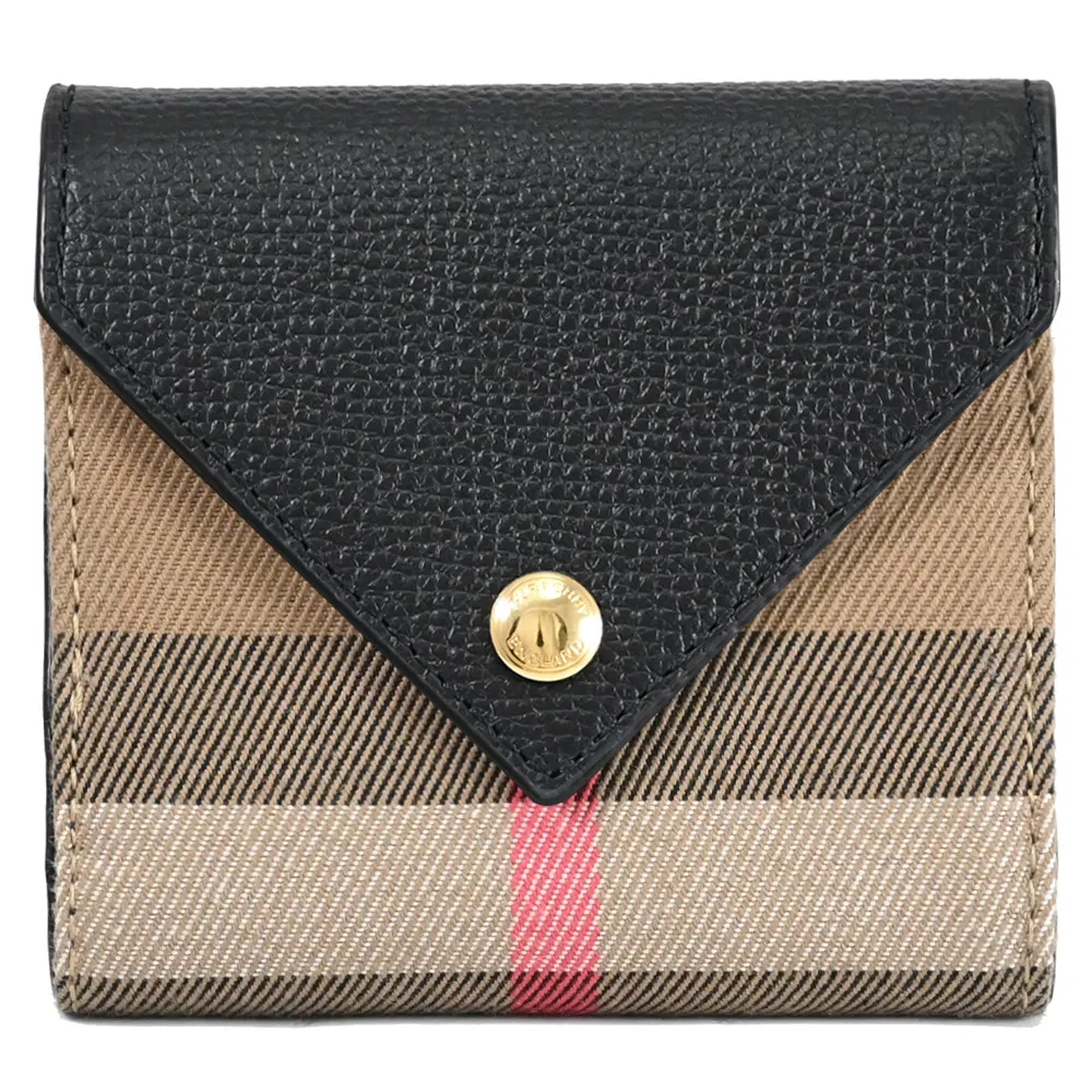 BURBERRY 8073147 Lila格紋拼接信封扣式零錢短夾.咖邊 歷史價格詳細信息