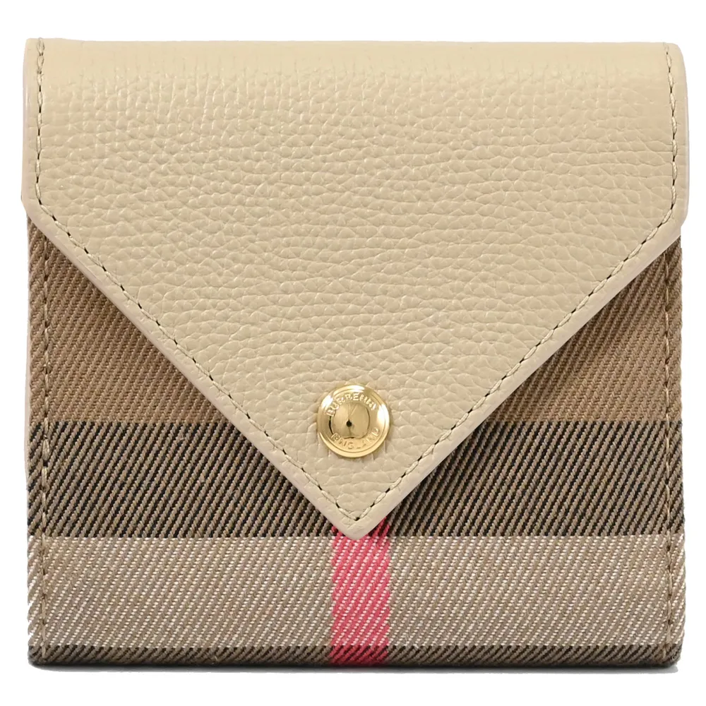 BURBERRY 8073147 Lila格紋拼接信封扣式零錢短夾.咖邊 歷史價格詳細信息